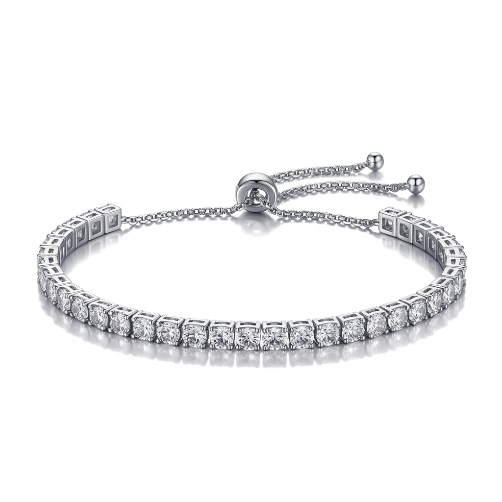 Effortless Sparkle, Perfect Fit Round-Cut Adjustable Tennis Bracelet