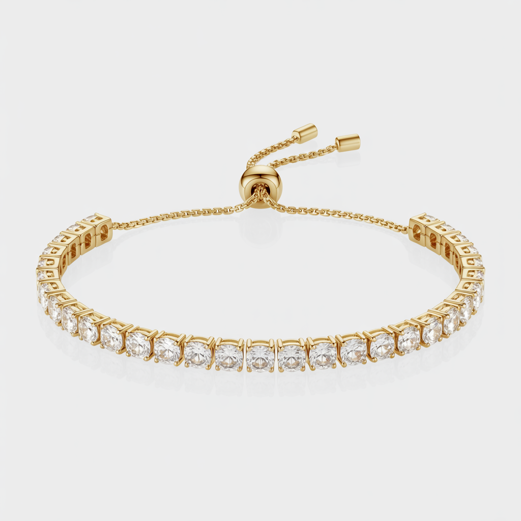 Effortless Sparkle, Perfect Fit Round-Cut Adjustable Tennis Bracelet