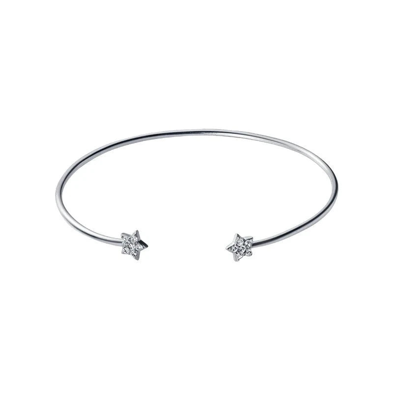 Elegant Star Charm Open Bangle Bracelet