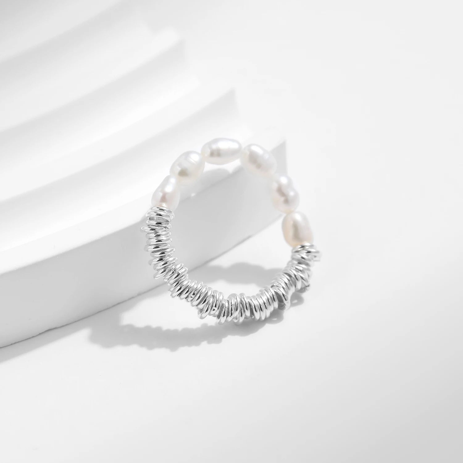 Trendy Baroque Pearl Geometric Adjustable Ring