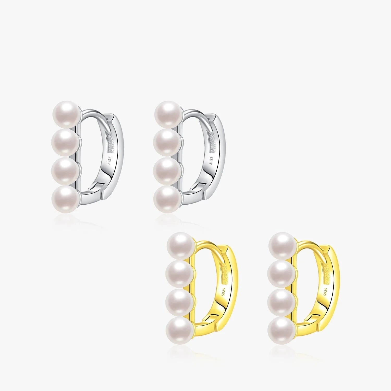 Geometric Shell Pearl Hoop Ear Earrings