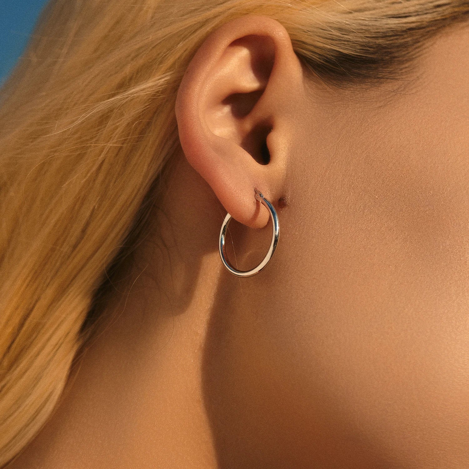 White Gold Plated French Hoop Earrings